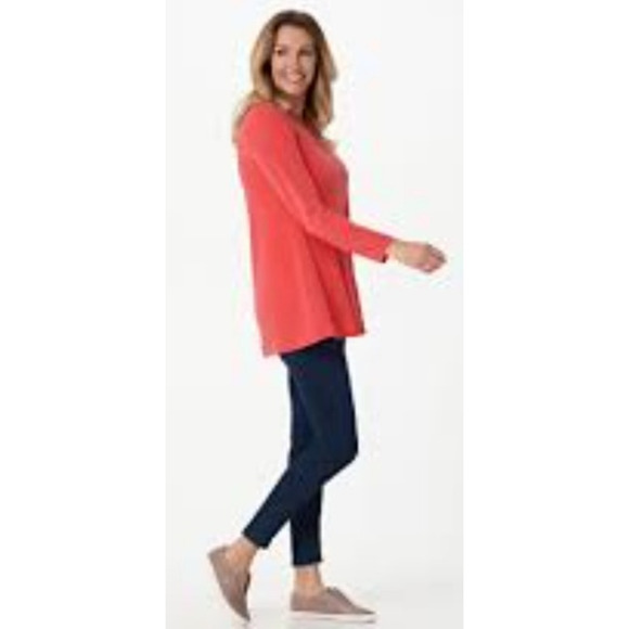 Susan Graver Modern Essential QVC Women Medium Watermelon Liquid Knit Blouse - Picture 2 of 8